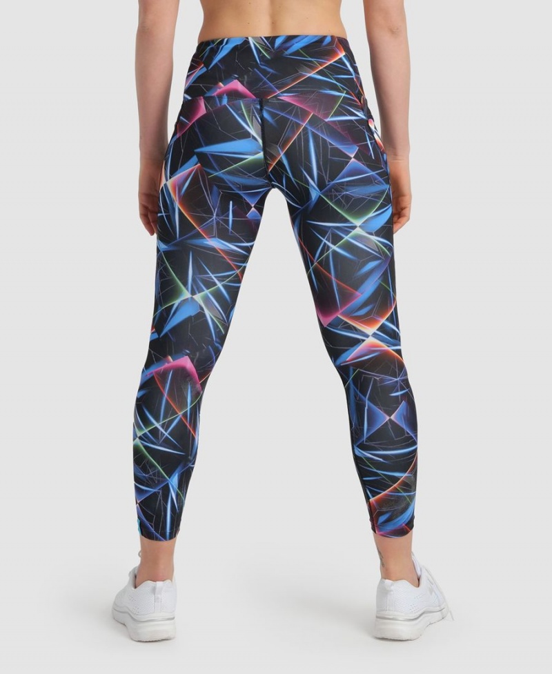 Noir Multicolore Leggings Arena Allover 7/8 Panel - YND-8942311