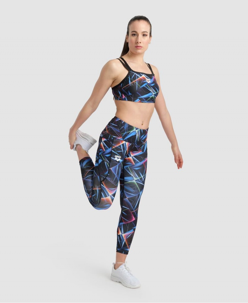 Noir Multicolore Leggings Arena Allover 7/8 Panel - YND-8942311