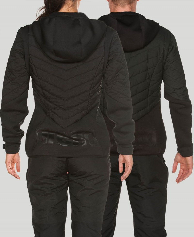 Noir Veste Arena Encapuchonné Half-Matelassé - XBA-8709106