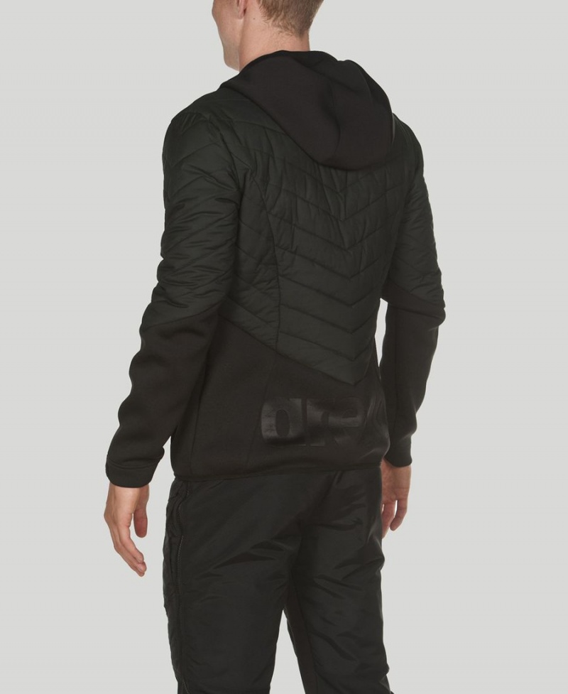 Noir Veste Arena Encapuchonné Half-Matelassé - XBA-8709106