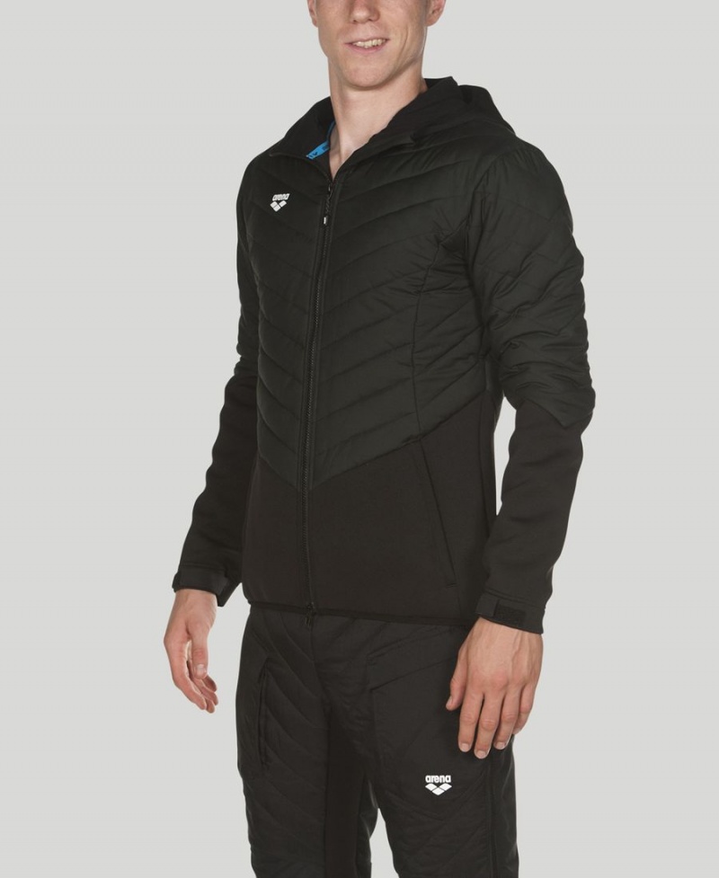 Noir Veste Arena Encapuchonné Half-Matelassé - XBA-8709106