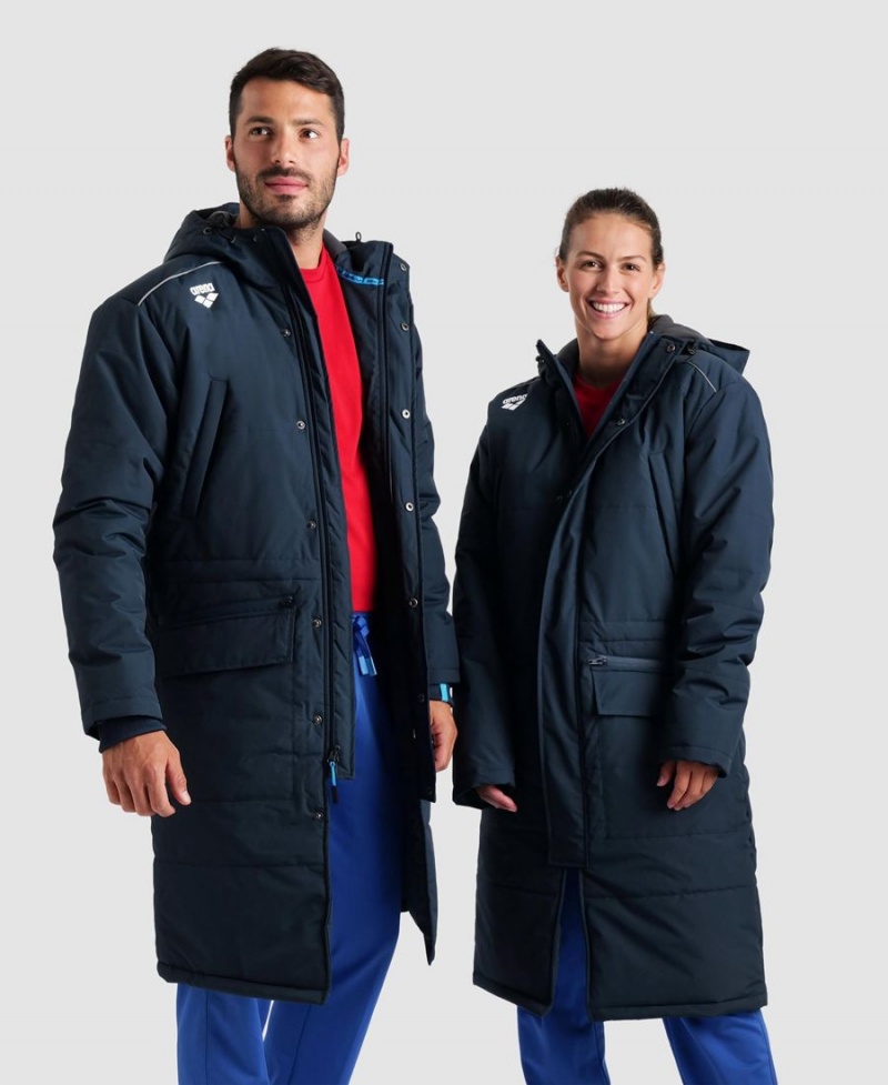 Bleu Marine Veste Arena Team Parka Solid - MWJ-2977541