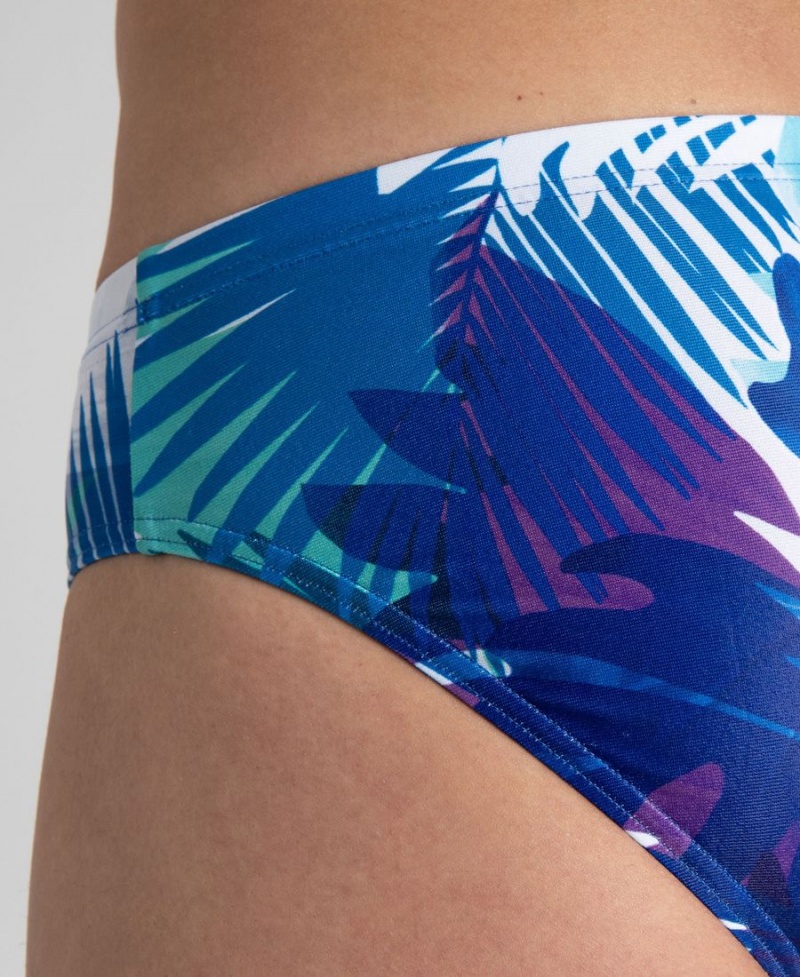 Bleu Marine Multicolore Slip de Bain Arena Palm Print - AUJ-8065482