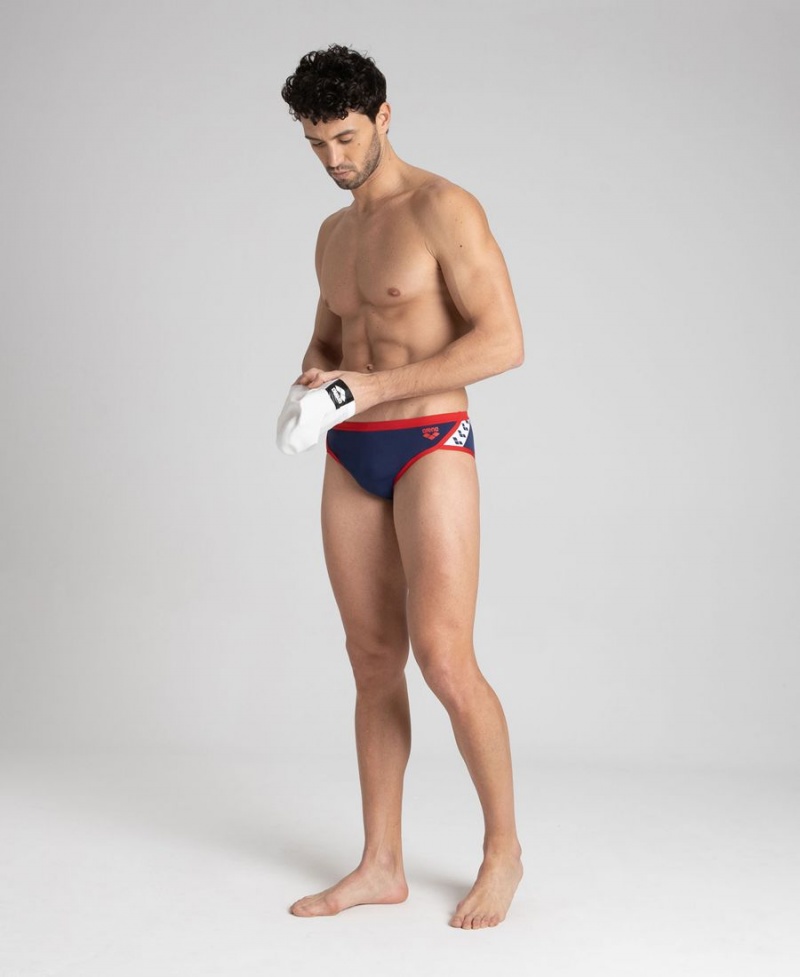 Bleu Marine Rouge Slip de Bain Arena Team Stripe - LKX-3806322