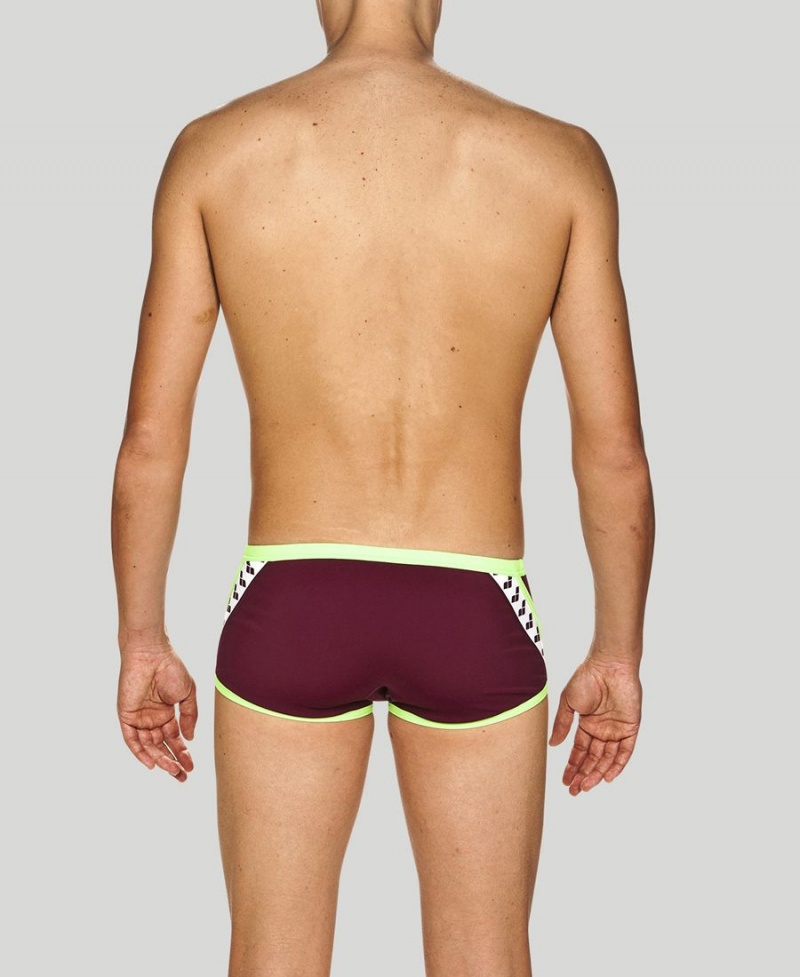 Bordeaux Vert Slip de Bain Arena Team Stripe Square - FMN-1266901