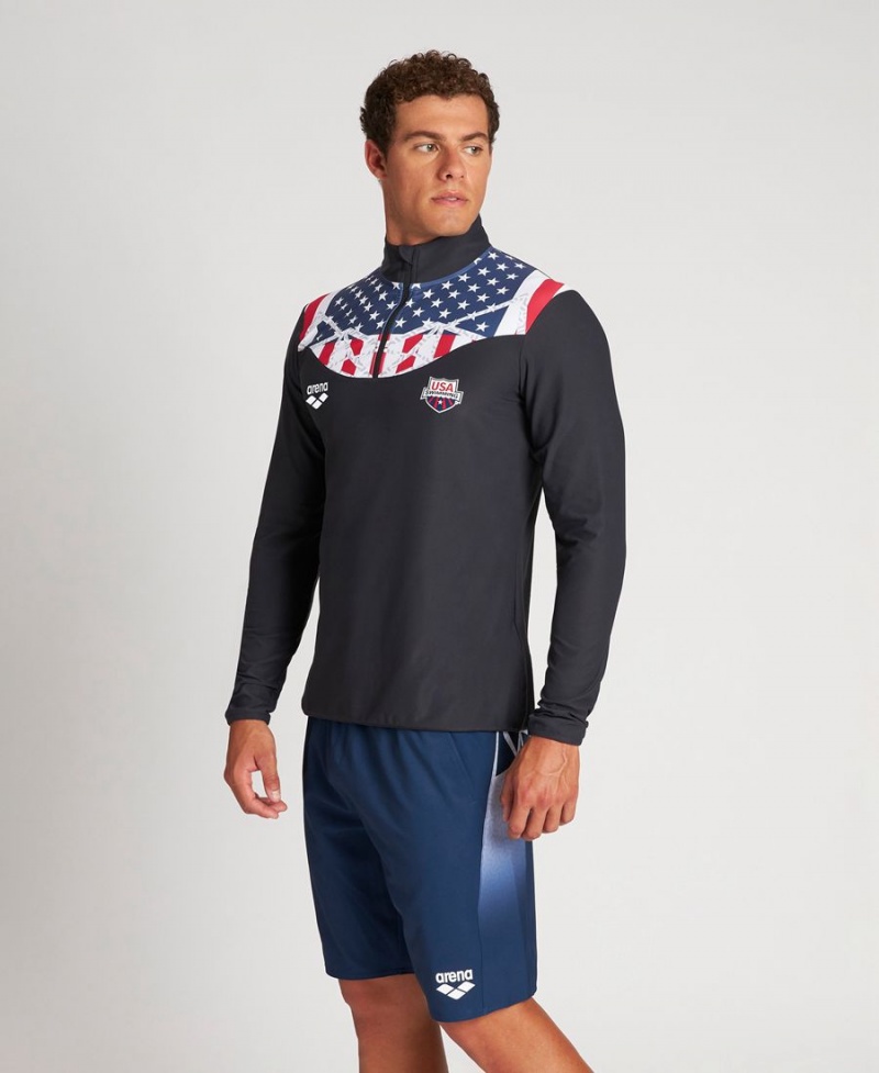 Noir T-Shirt Arena USA Swimming Team Kit Half Zip - VRE-4646506