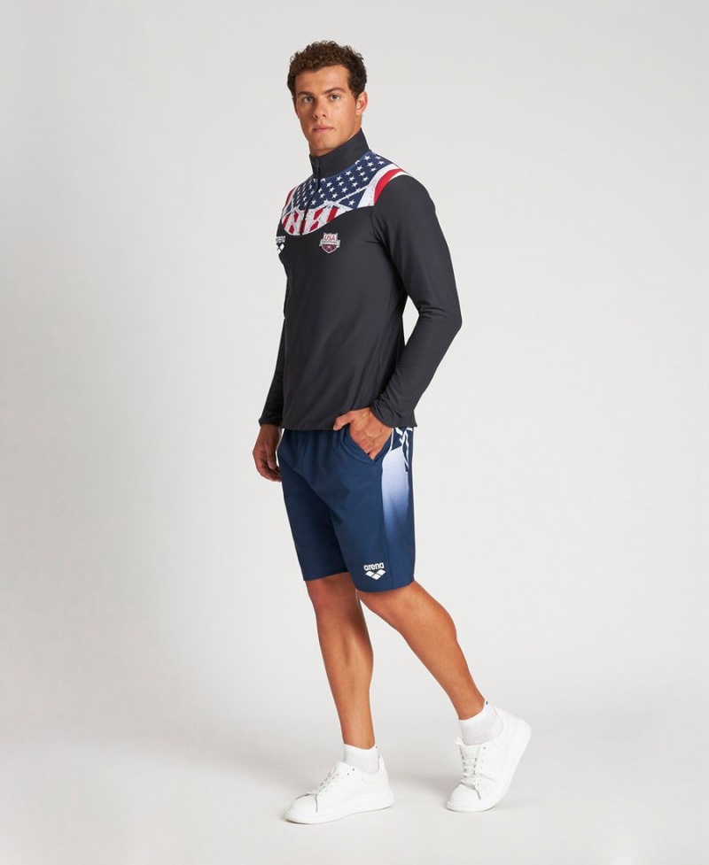 Noir T-Shirt Arena USA Swimming Team Kit Half Zip - VRE-4646506