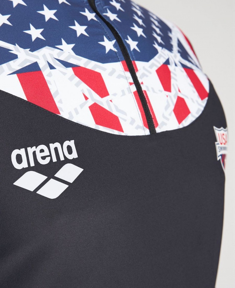 Noir T-Shirt Arena USA Swimming Team Kit Half Zip - VRE-4646506