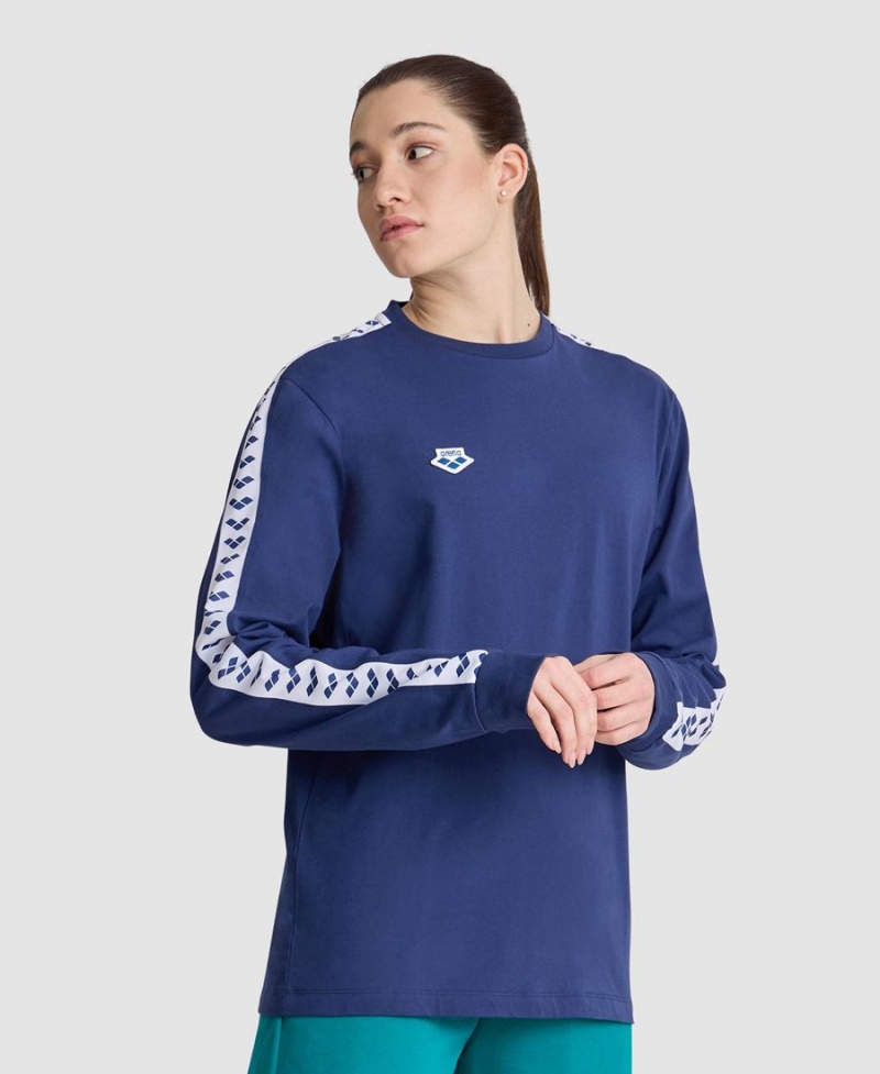 Bleu Marine Blanche T-Shirt Arena Icons Long Sleeve - XDA-2008382