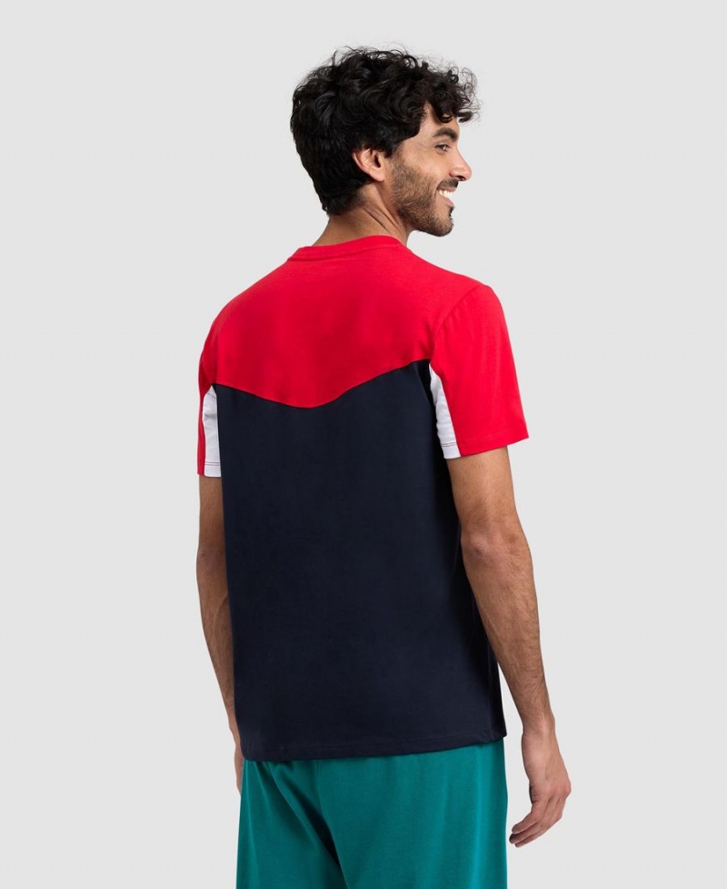 Rouge Blanche Bleu Marine T-Shirt Arena Color Block - CYW-8459279