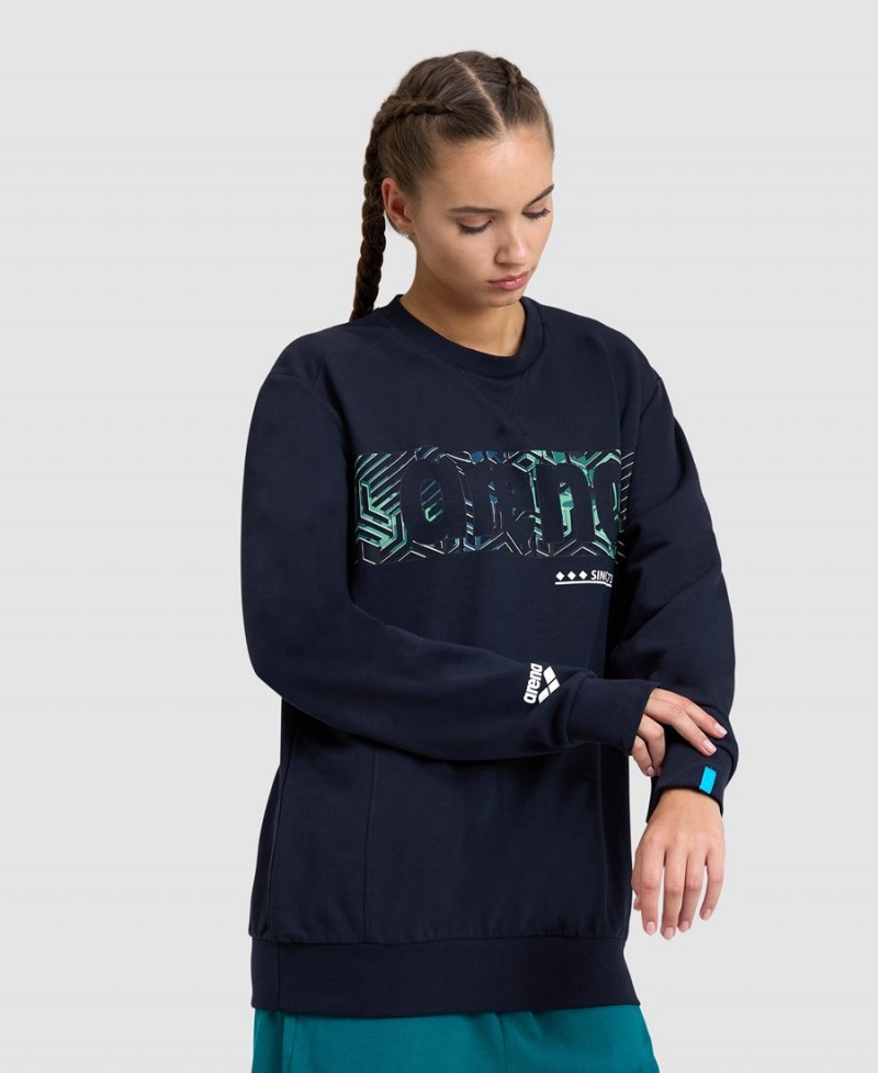 Bleu Marine Sweatshirt Arena Logo Crewneck - JQS-0911858