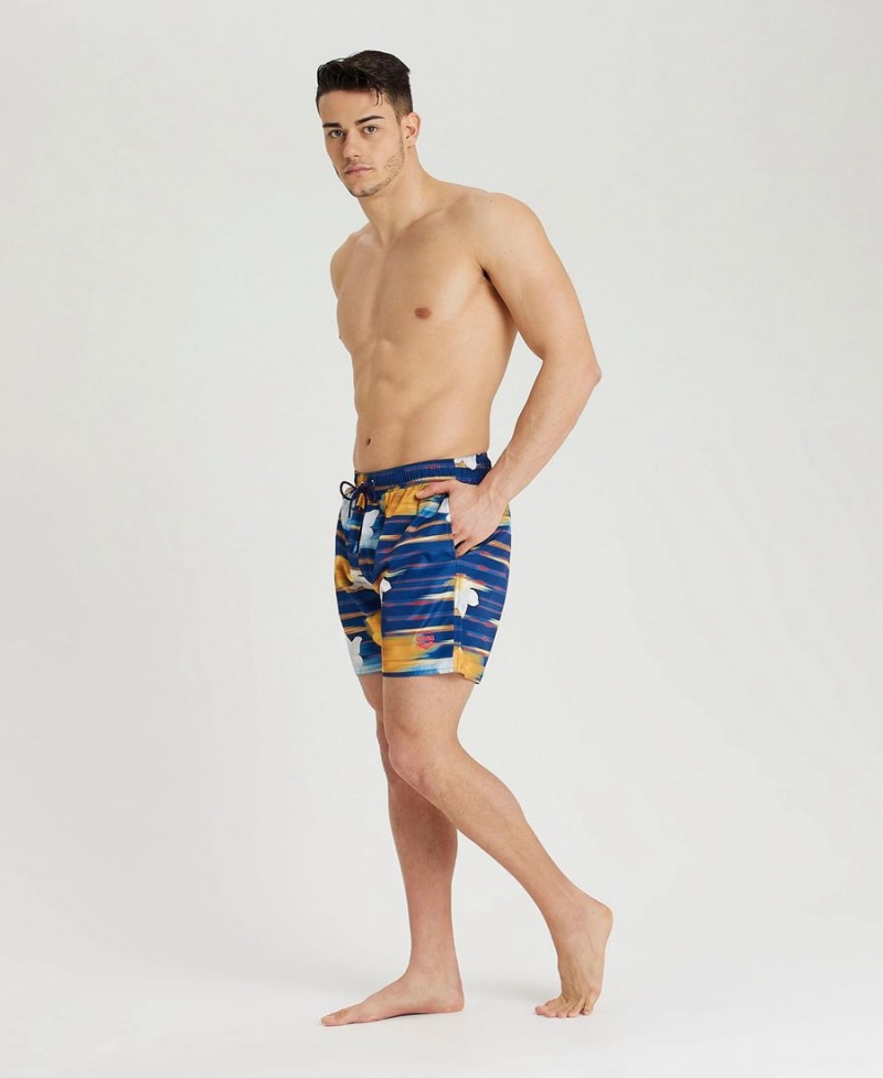 Bleu Marine Multicolore Short Arena Allover Print Beach - CUA-2938289