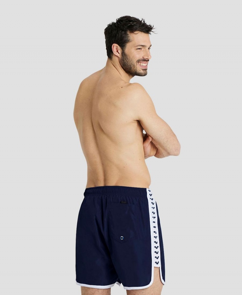 Bleu Marine Blanche Short Arena Icons Team Stripe - JOA-0900160