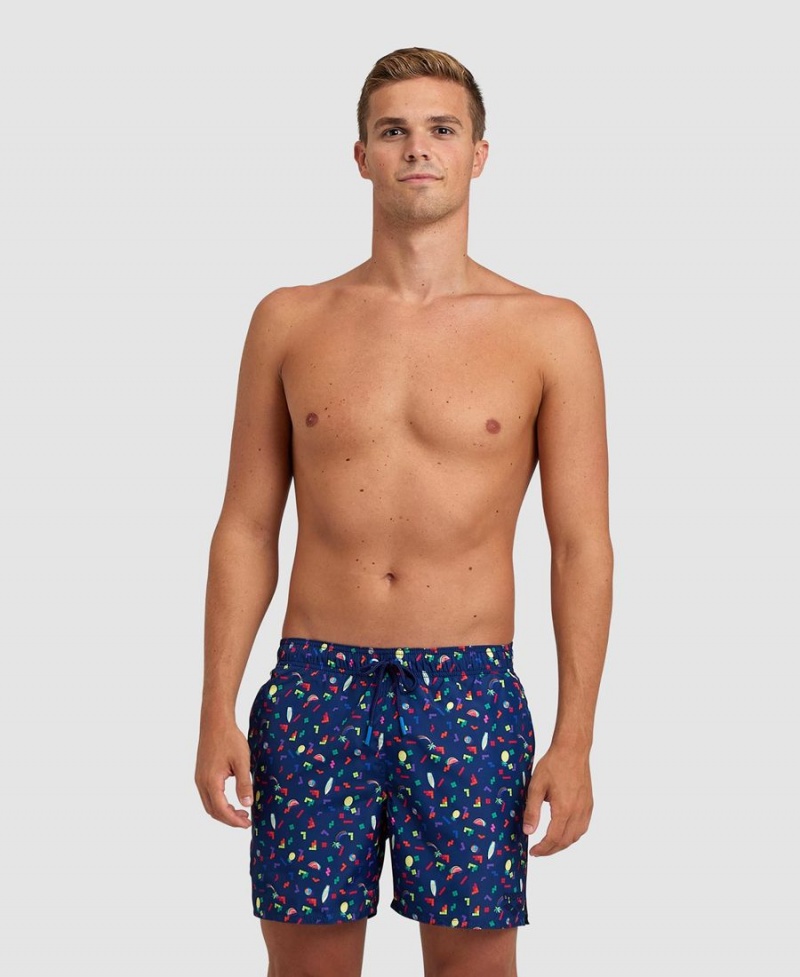 Bleu Marine Multicolore Short Arena Allover Beach - BDL-1015278