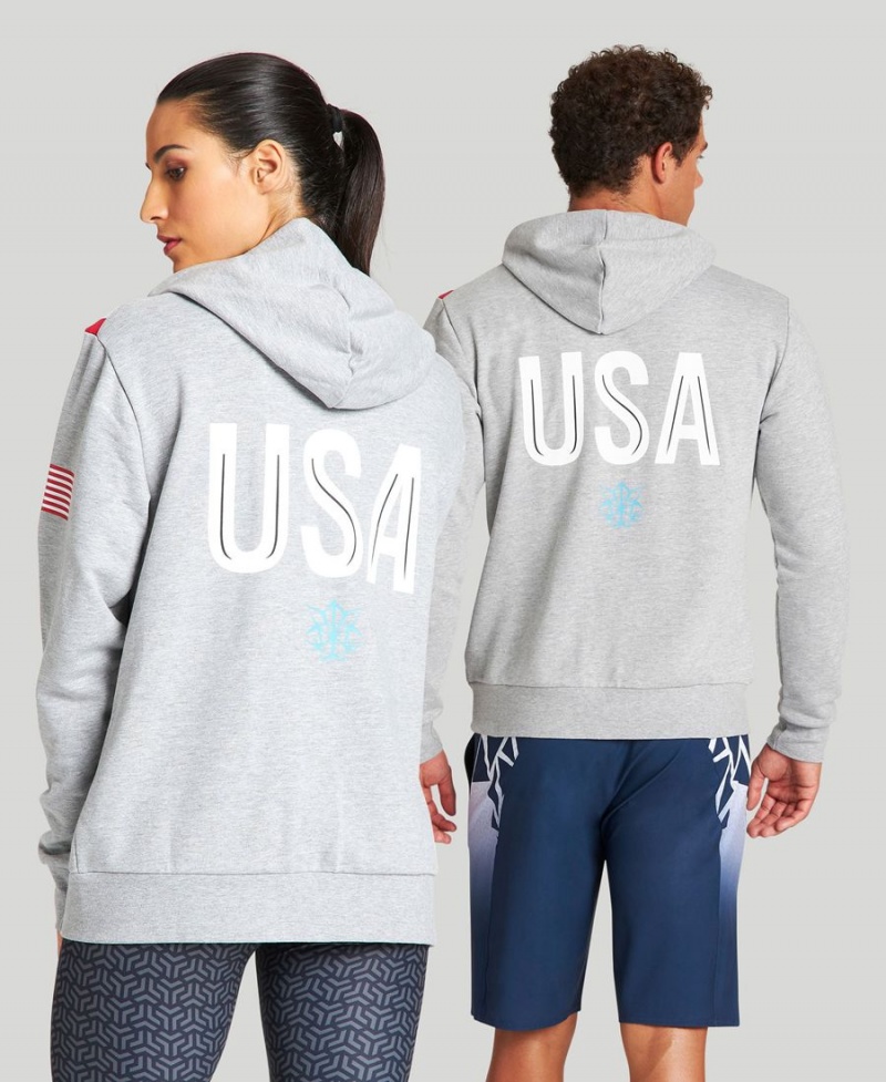 Grise Veste Arena USA Swimming Team Kit Encapuchonné Zip - FCP-7355318