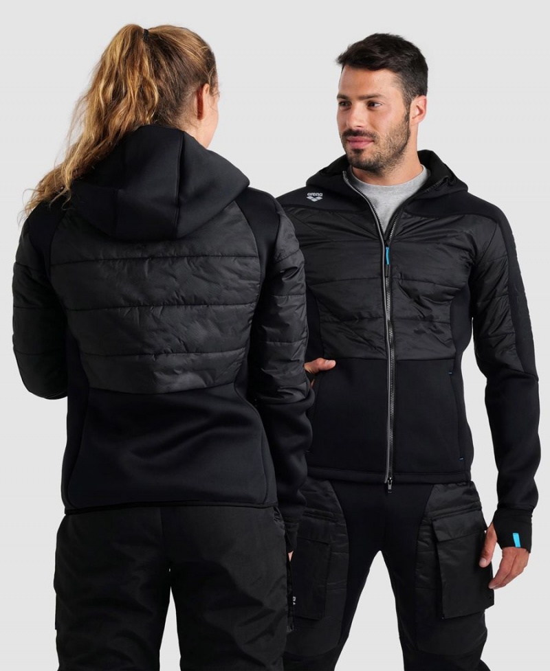 Noir Veste Arena Team Half-Matelassé Encapuchonné - MFF-9851468