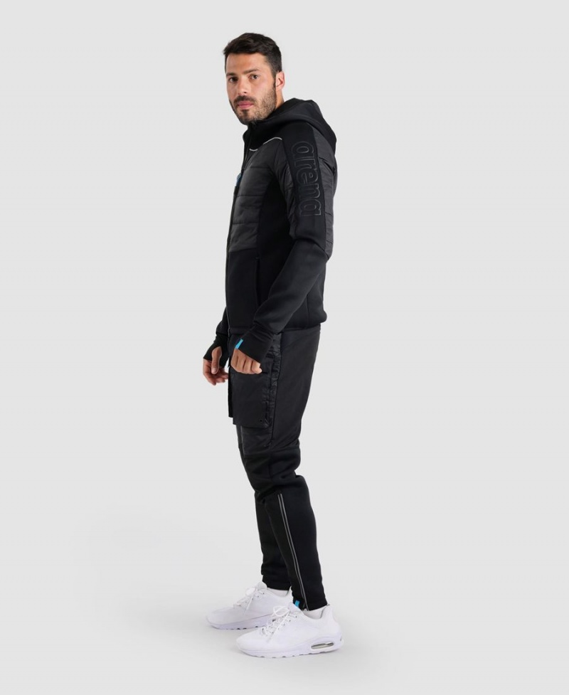 Noir Veste Arena Team Half-Matelassé Encapuchonné - MFF-9851468