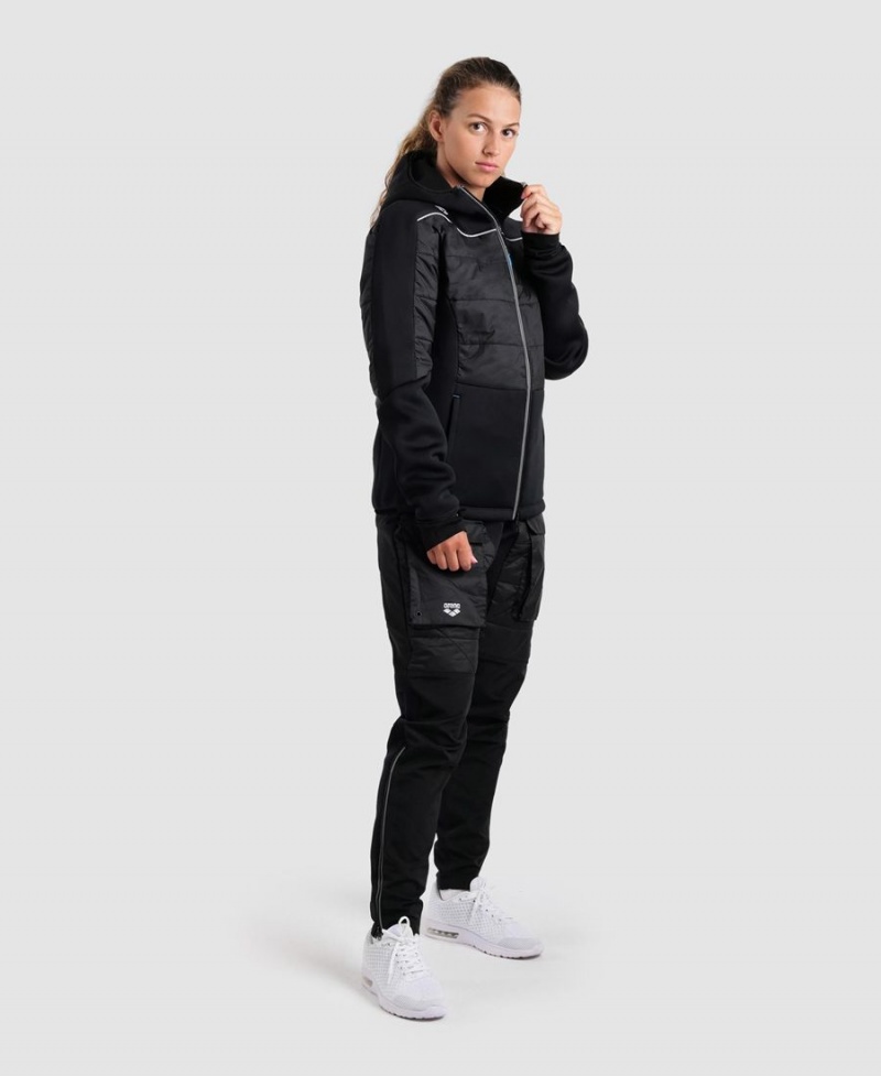 Noir Veste Arena Team Half-Matelassé Encapuchonné - MFF-9851468