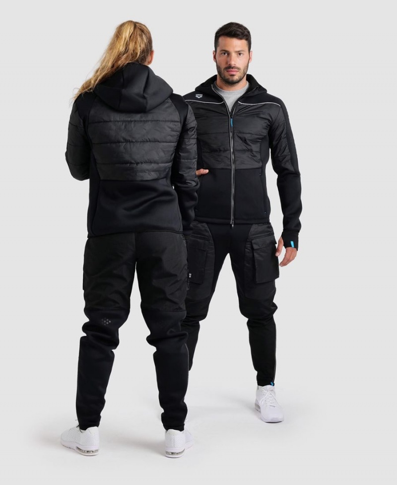 Noir Veste Arena Team Half-Matelassé Encapuchonné - MFF-9851468