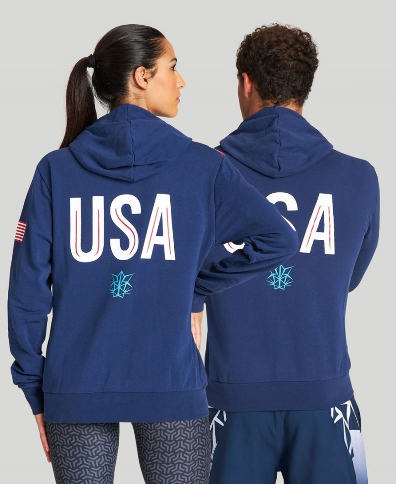 Bleu Marine Veste Arena USA Swimming Team Kit Encapuchonné Zip - KMX-3359280