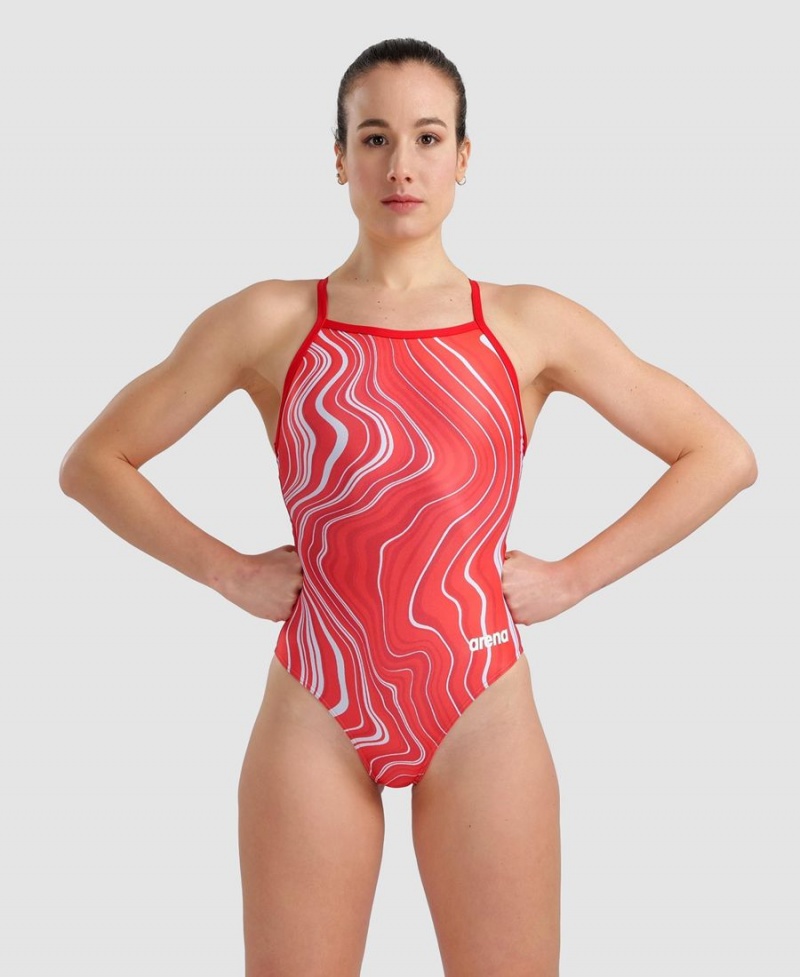 Rouge Multicolore Maillot de Bain Arena Marbled Lightdrop Back - OMD-4323442