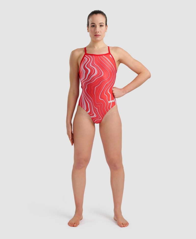 Rouge Multicolore Maillot de Bain Arena Marbled Lightdrop Back - OMD-4323442