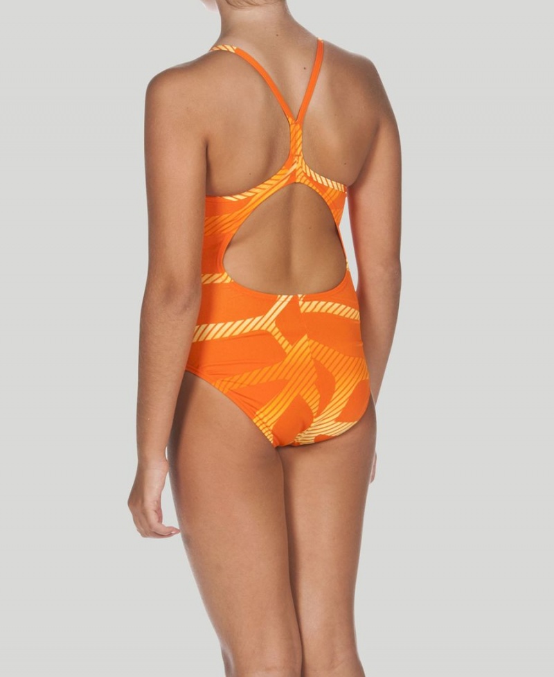 Orange Maillot de Bain Arena Spider Youth Light Drop Back - MER-9015300