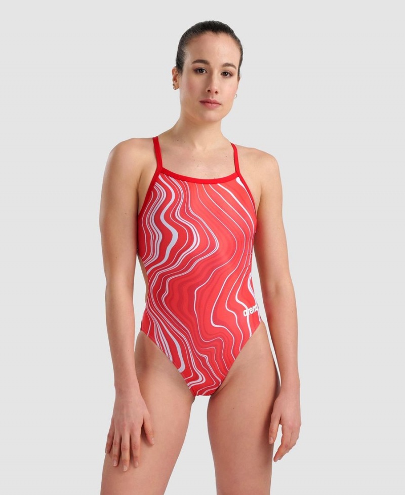 Rouge Multicolore Maillot de Bain Arena Marbled Challenge Back - NMJ-7801346