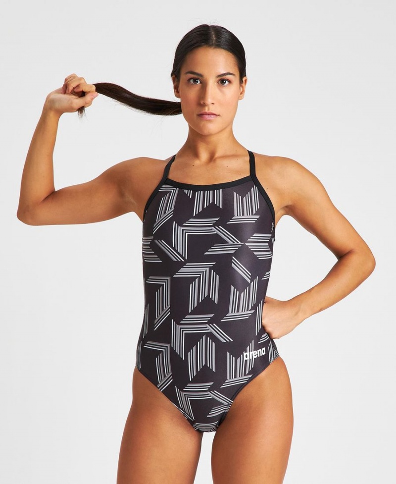 Noir Multicolore Maillot de Bain Arena Puzzled Light Drop Back - GHD-8529172