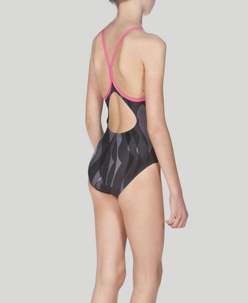 Noir Rose Maillot de Bain Arena Wavy D'eau Youth Light Drop Back - ILM-8011237