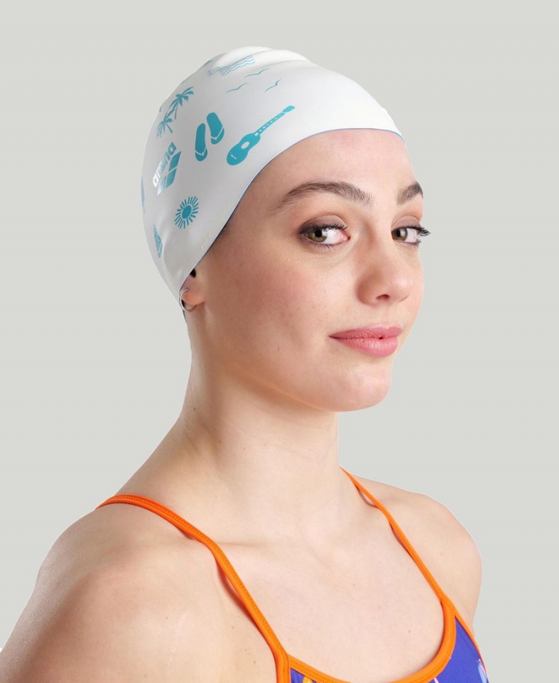 Blanche Bleu Bonnet de Bain Arena Reversible - LNI-5294779