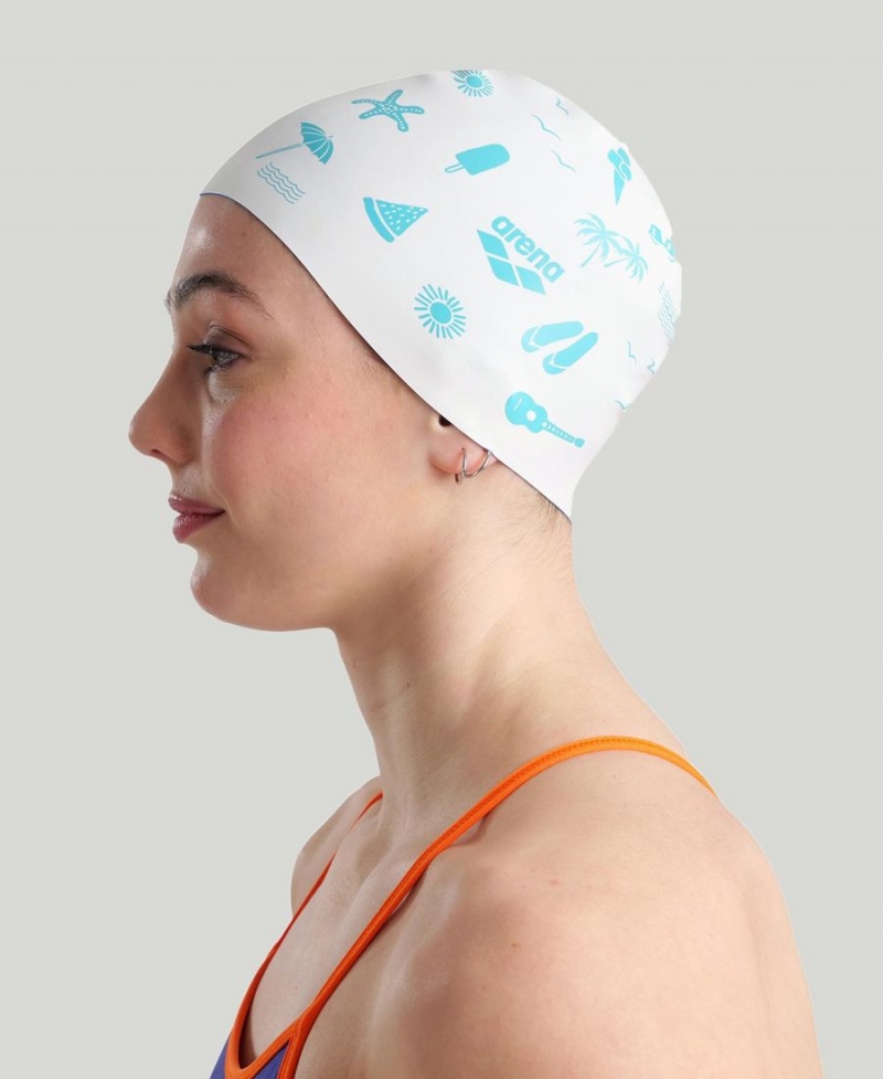 Blanche Bleu Bonnet de Bain Arena Reversible - LNI-5294779