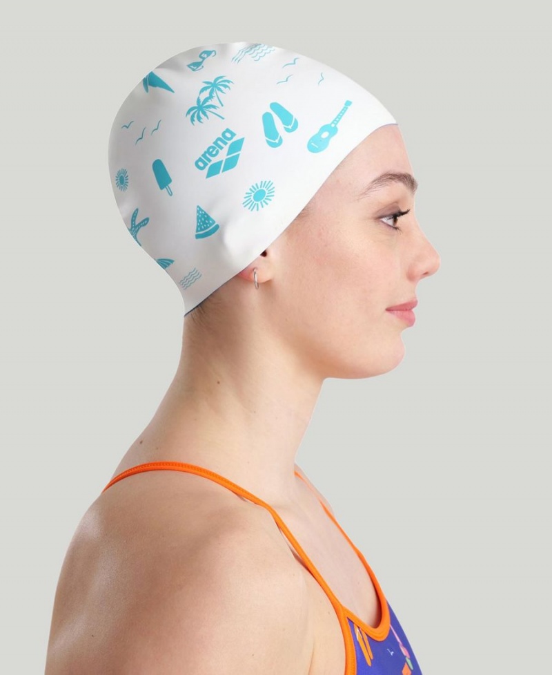 Blanche Bleu Bonnet de Bain Arena Reversible - LNI-5294779