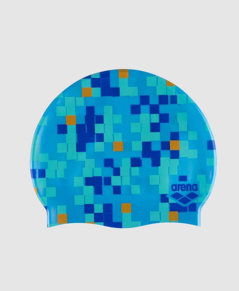 Bleu Multicolore Bonnet de Bain Arena Print Silicone - XIS-1637366