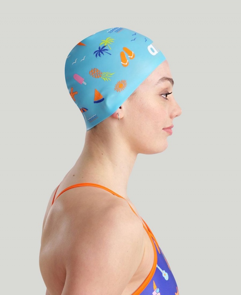 Bleu Multicolore Bonnet de Bain Arena Poolish Moulded - TRX-6860850