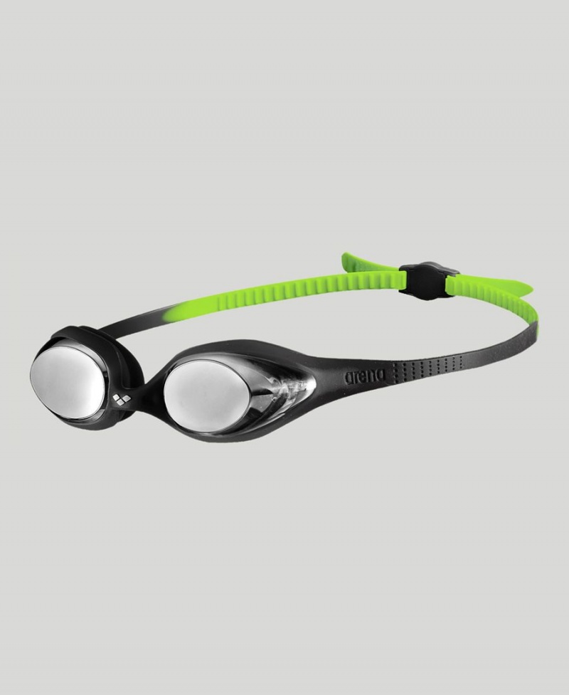 Noir Vert Lunette Natation Arena Spider Youth Mirror - NIW-8255335