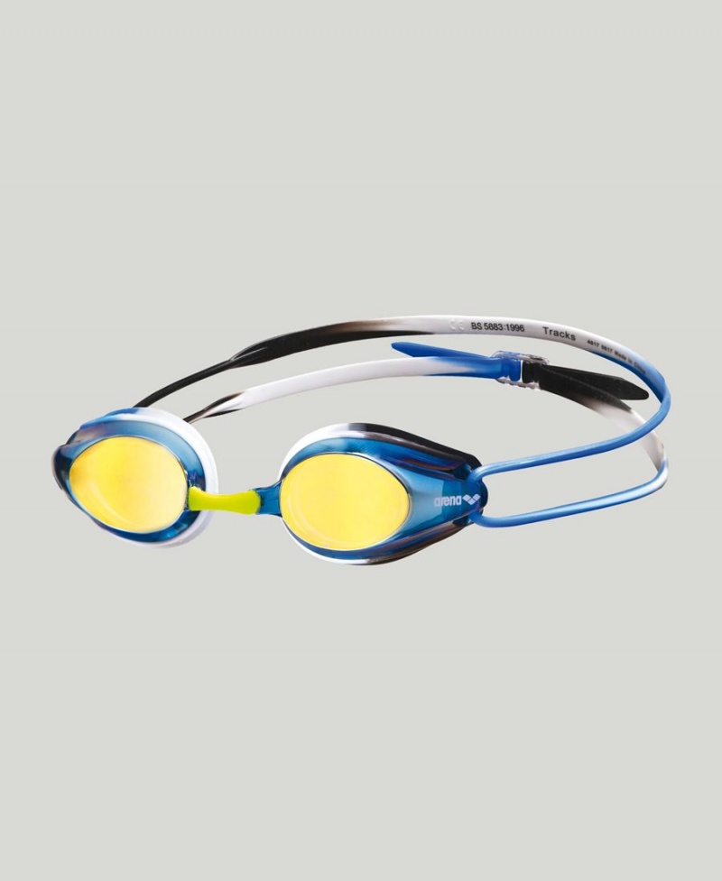 Jaune Bleu Noir Lunette Natation Arena Tracks Mirror - WMW-4346182